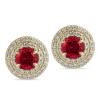 Lab Grown Diamond and Created Ruby Earrings