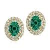 Lab Grown Diamond and Created Emerald Earrings