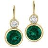 Lab Grown Diamond and Created Emerald Earrings