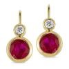 Lab Grown Diamond and Created Ruby Earrings