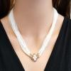 14K Yellow Gold Pearl Gemstone Necklace