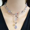 18K White Gold Moonstone Gemstone Necklace