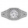 Cushion Cut Halo Diamond Vintage Semi Mount Engagement Ring