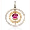 18K Two-Tone Diamond Gemstone Pendant