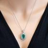 18K White Gold Emerald Gemstone Pendant
