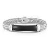 Men'S Tuscan Woven Sterling Silver Id Bracelet With Onyx