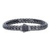 Silver Black Rhodium Finish Woven Bracelet With Box Clasp And Black Sapphire