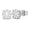 White Gold Diamond Cluster Earrings  1/2 CT