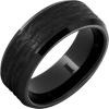 Black Diamond Ceramic&trade; Ring with Hand Carved Bark Engraving