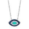 0.05ct Diamond & 0.20ct Blue Sapphire & Composite  Turquoise 14k White Gold Necklace