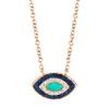 0.05ct Diamond & 0.20ct Blue Sapphire & Composite Turquoise 14k Rose Gold Necklace