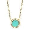 0.04ct Diamond & 0.33ct Composite Turquoise 14k Yellow Gold Necklace