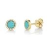 0.08ct Diamond & 0.47ct Composite Turquoise 14k Yellow Gold Stud Earring