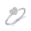 0.11ct 14k White Gold Diamond Pave Heart Ring