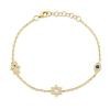 0.15ct Diamond & 0.06ct Blue Sapphire 14k Yellow Gold Hamsa Star Eye Bracelet