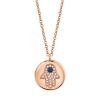 0.08ct Diamond & 0.04ct Blue Sapphire 14k Rose Gold Diamond Hamsa Necklace