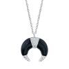 0.08ct Diamond and 1.31ct Onyx 14k White Gold Crescent Necklace