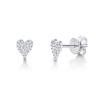 0.10ct 14k White Gold Diamond Pave Heart Stud Earring