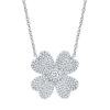 0.56ct 14k White Gold Diamond Pave Clover Necklace