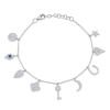 0.47ct Diamond & 0.06ct Blue Sapphire 14k White Gold Charm Bracelet