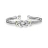 Italian Cable Hercules Knot Cuff Bracelet In Sterling Silver And 18K Gold
