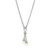 Silver And 18Kt Gold 17In Popcorn Lariat Necklace With White Pearl