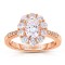 BMTR-Ct180-14K Rose Gold Oval Cut Halo Diamond Semi Mount Engagement Ring