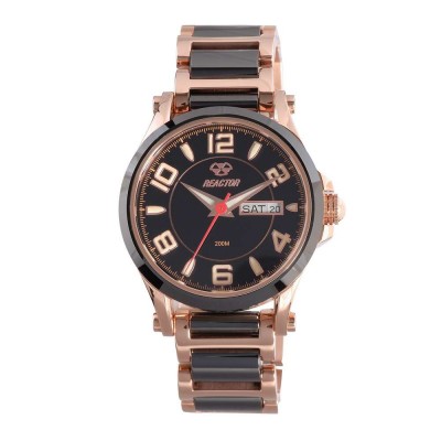 CRYSTAL Rose Gold plated Stainless Dial Black Rose Gold plated Stainless Bracelet w/ Black Ceramic