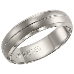 Titanium 6mm Gents Benton Wedding Band With Engraved Center Line