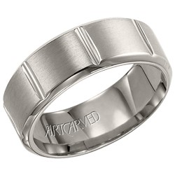 Titanium 8mm Gents Sullivan Wedding Band With Vertical Engraved Lines