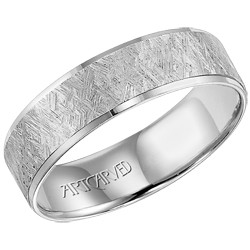 14k White Gold Lightweight Comfort Fit Engraved Sawyer Wedding Band