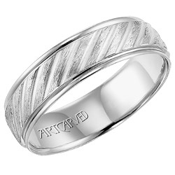 14k White Gold Lightweight Comfort Fit Engraved Parker Wedding Band