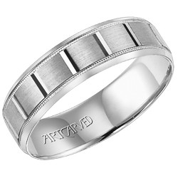 14k White Gold 6mm Comfort Fit Light Weight Sampson Engraved Wedding Band