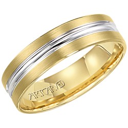 14k Two Tone Comfort Fit Light Weight Sheridan Engraved Wedding Band