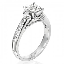 14k White Gold Elena Semi Mount Engagement Ring With Cz Center