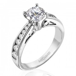 14k White Gold Caroline Graduated Channel Diamond Semi Mount Ring