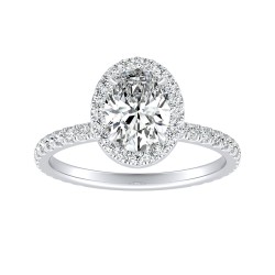 1.50 ct. Center Oval Lab Grown Halo Diamond Engagement Ring (E-F-VS) in 14K White Gold
