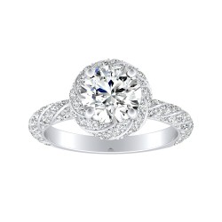 Halo 1.00 ct Center Round Lab Grown Diamond Engagement Ring In 14K White Gold