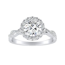 Halo 1.00 ct Center Round Lab Grown Diamond Engagement Ring In 14K White Gold