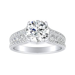 1.00 ct Center Round Lab Grown Diamond Engagement Ring In 14K White Gold