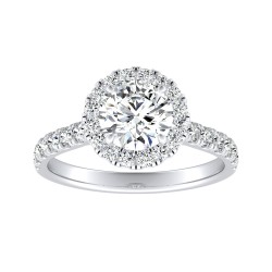 Halo 1.00 ct Center Round Lab Grown Diamond Engagement Ring In 14K White Gold