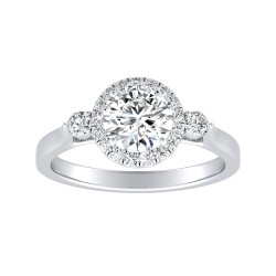 Halo 1.00 ct Center Round Lab Grown Diamond Engagement Ring In 14K White Gold
