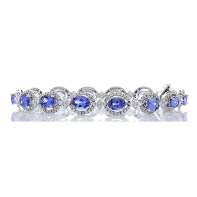 18K White Gold Tanzanite Gemstone Bracelet