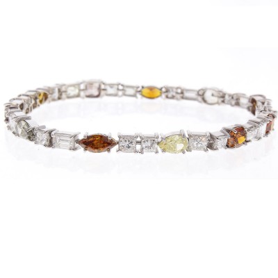 18K White Gold Diamond Gemstone Bracelet