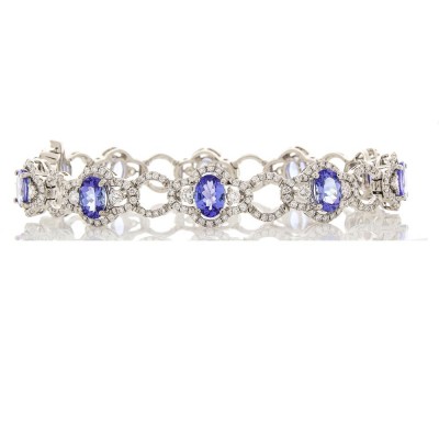 18K White Gold Tanzanite Gemstone Bracelet