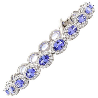 18K White Gold Tanzanite Gemstone Bracelet