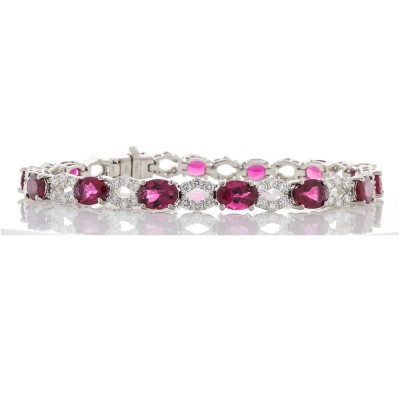 18K White Gold Rubelite Gemstone Bracelet