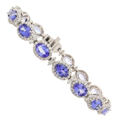 18K White Gold Tanzanite Gemstone Bracelet
