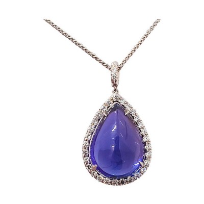 18K White Gold Tanzanite Gemstone Pendant