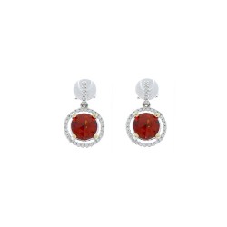 18K White Gold Garnet Gemstone Earrings